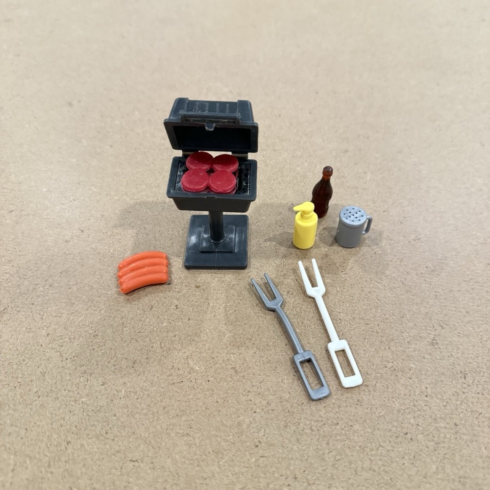 Vintage Barbie Black Grill Hot Dog Hamburger Lot With Accessories 80s Retro